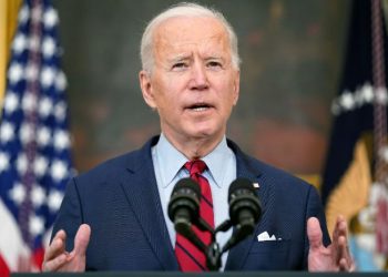 President Joe Biden speaks about the shooting in Boulder, Colo., Tuesday, March 23, 2021, in the State Dining Room of the White House in Washington. (AP Photo/Patrick Semansky)